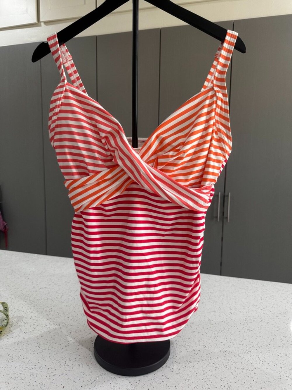 Lands' End Women's V-Neck Tankini Swimsuit Top (12) and High Waist Bottom (10)